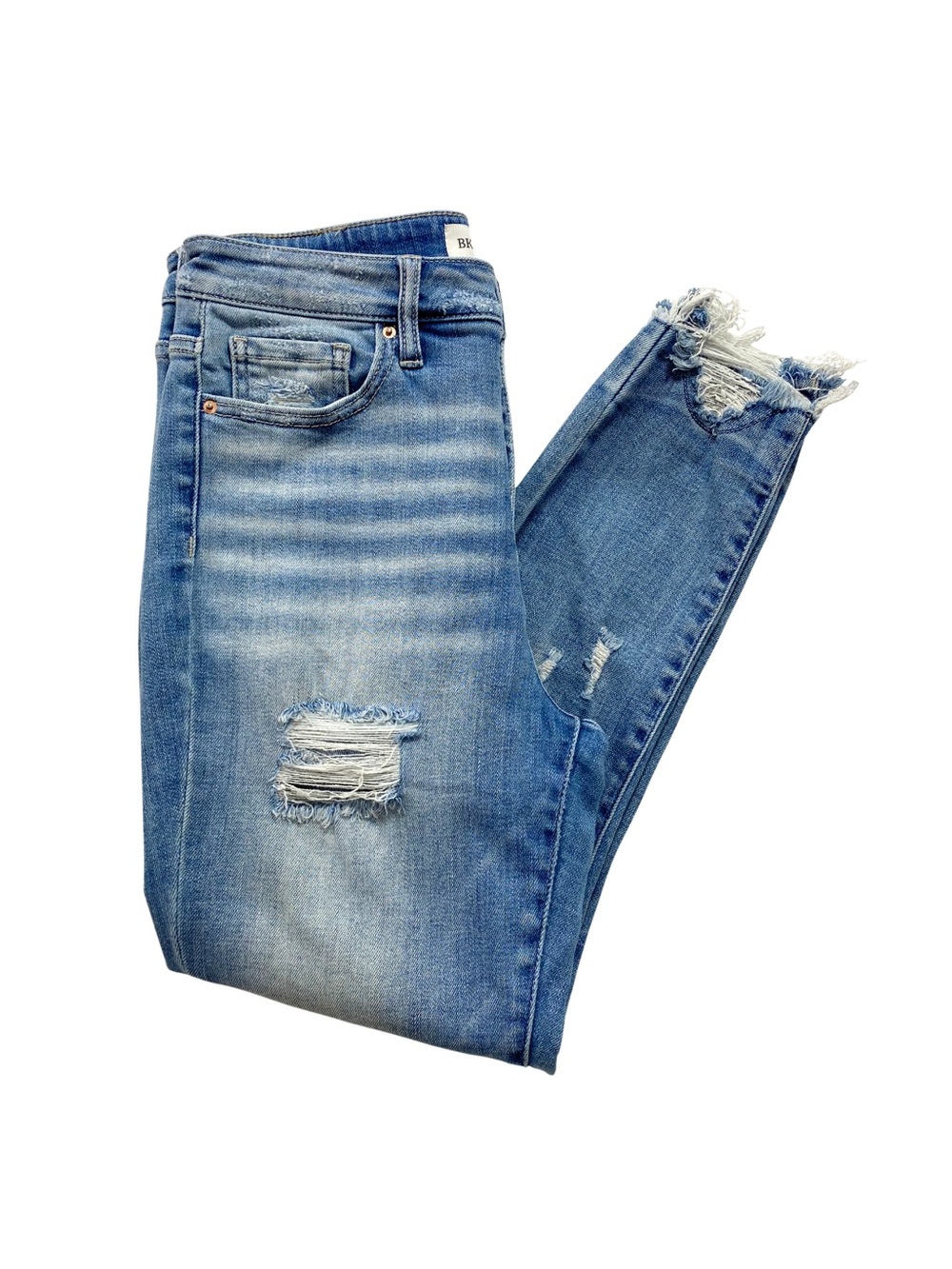 BKE Buckle Parker High Rise Ankle Skinny Jeans Size 29 Distressed Frayed Hem
